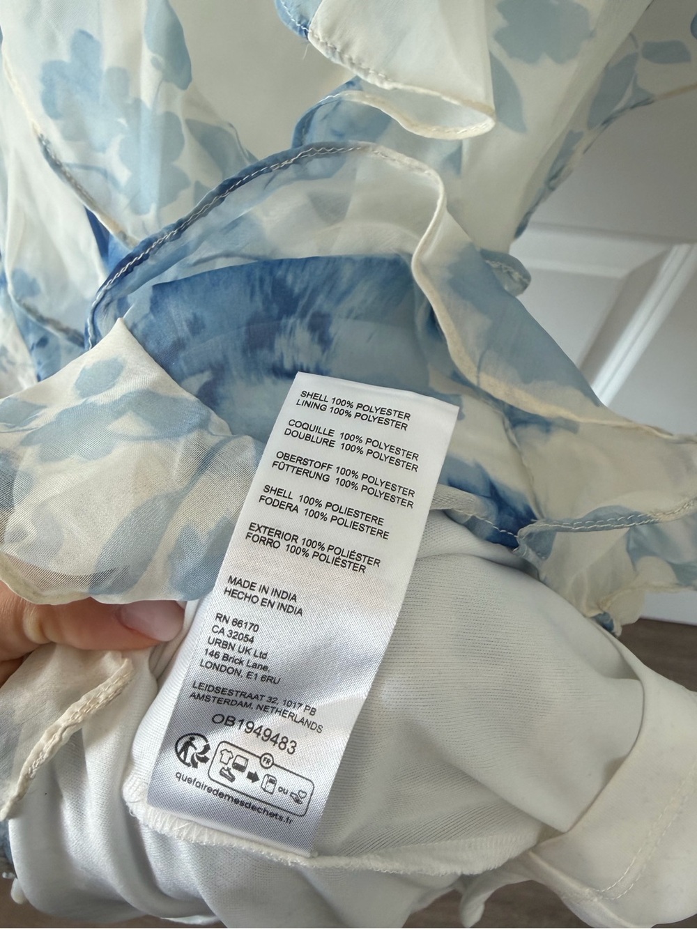 NWT BHLDN Blue & White Ruffle Maxi Dress Size 14 - Picture 4 of 8